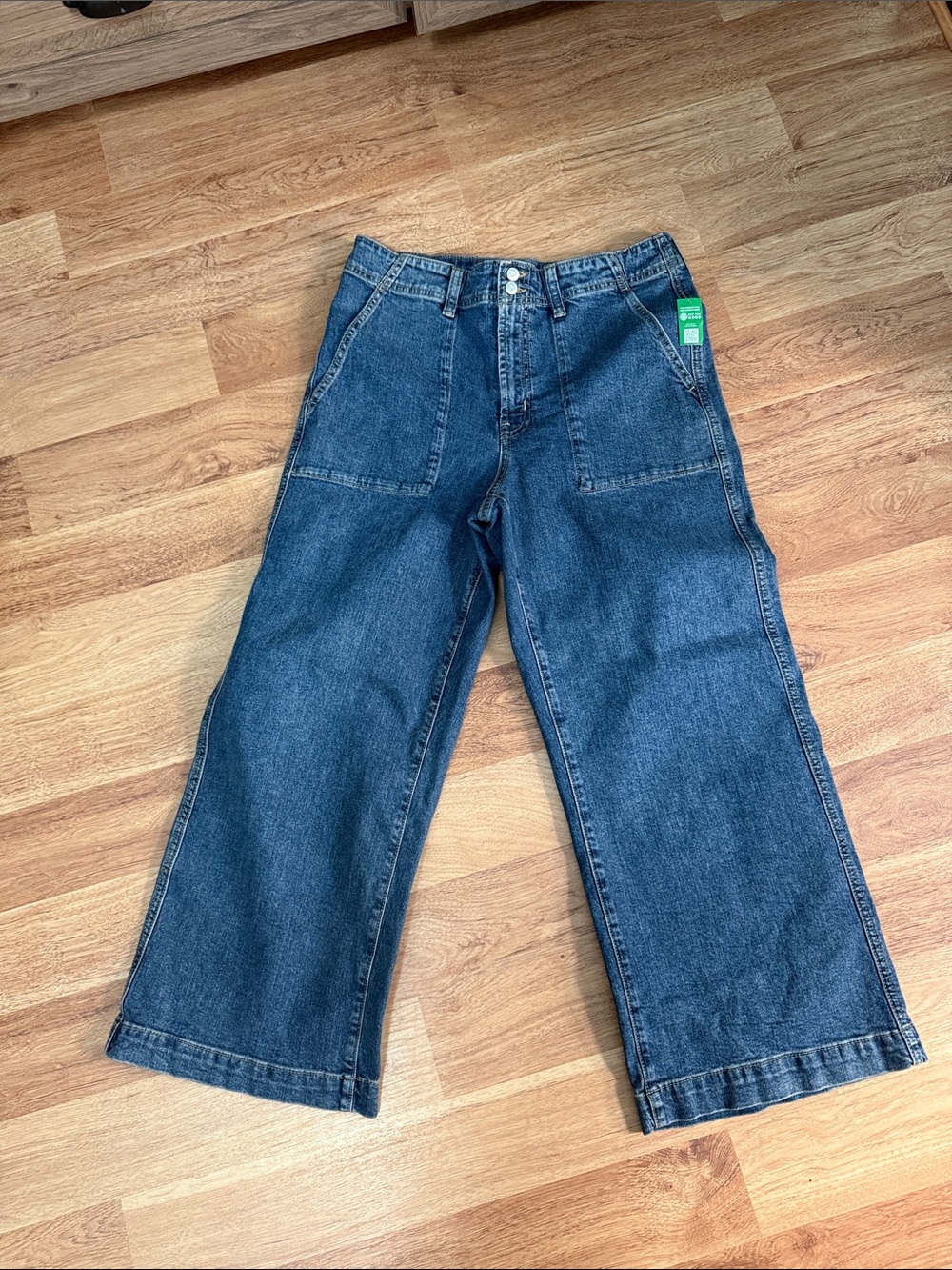 GAP Womens Relaxed Wide-Leg Jeans - Blue